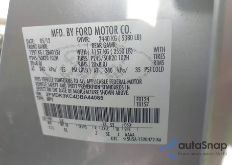 2013 Ford Edge Limited from USA, damaged, VIN 2FMDK3KC4DBA44085